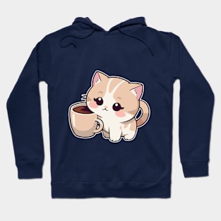 Cute Kitten with Coffee Hoodie